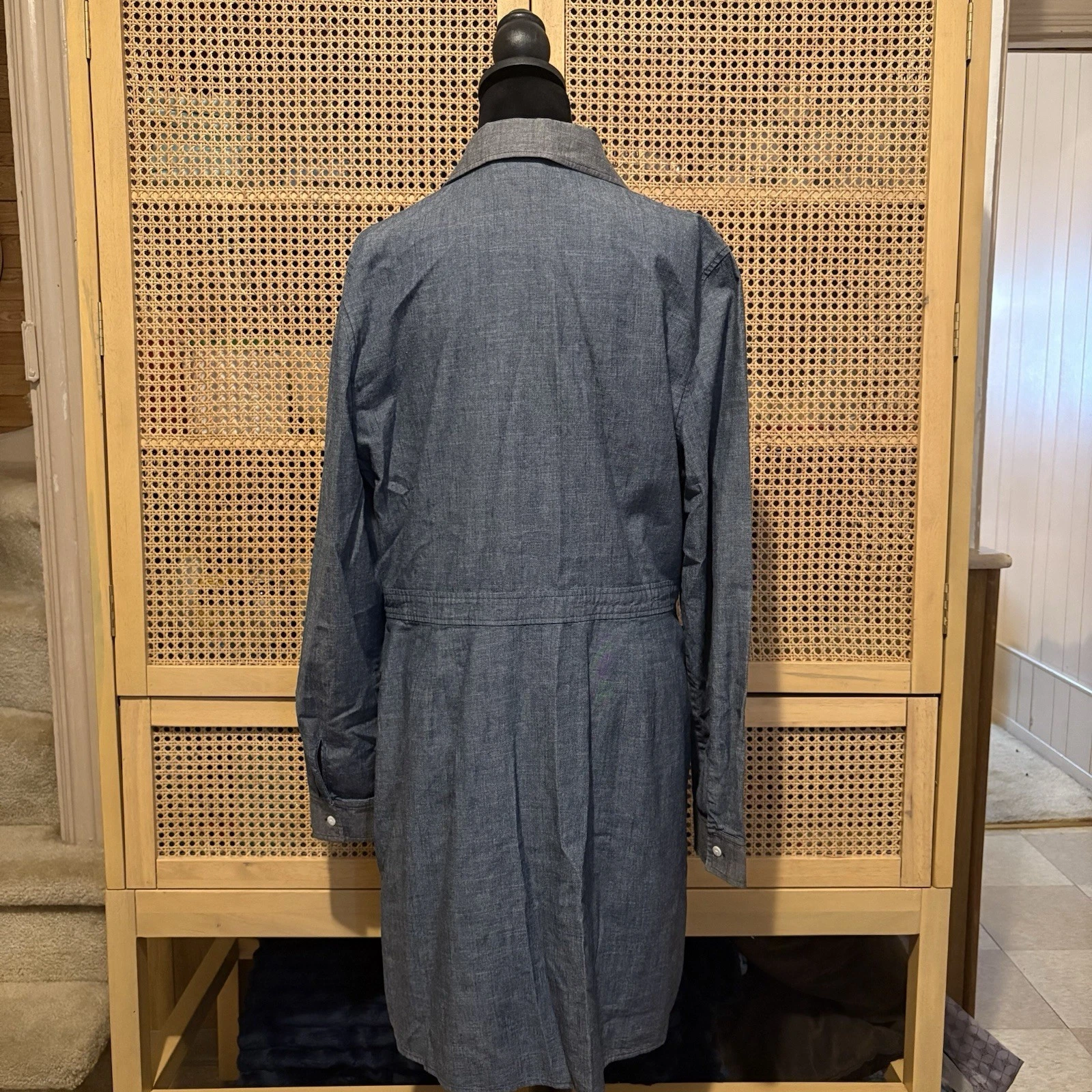 Abito KATE SPADE SATURDAY denim blu bottoni davanti manica lunga cotone taglia 14