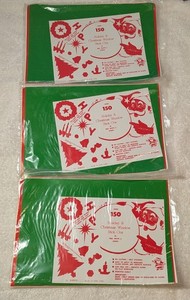 Vintage Holiday Christmas Window Stick-Ons Stickers Hong Kong 450 Pieces NIP