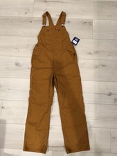 BOYS Dickies Brown Duck Canvas Bib Overalls Workwear Carpenter Overalls 0298 NEW