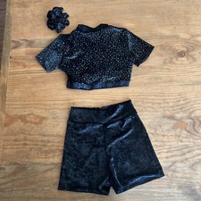 A Wish Come True Women  s Size Small Adult Dancewear Costume Black Glitter Spots