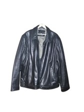 Calvin Klein Jacket 2XL Mens Genuine Leather Black Bomber Style Lined
