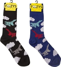 Foozys Fighter Jets Airplanes Military Aircrafts Air Combat 2 Pairs Men's Socks