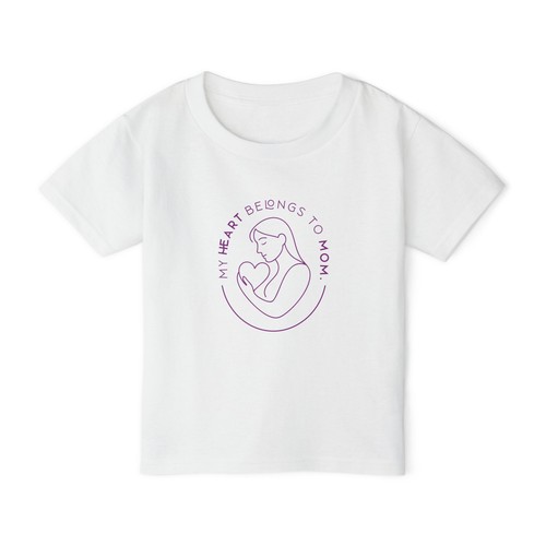 Toddler T-shirt with "My Heart Belongs to Mom" Design, Cute Baby Tee, Mother's