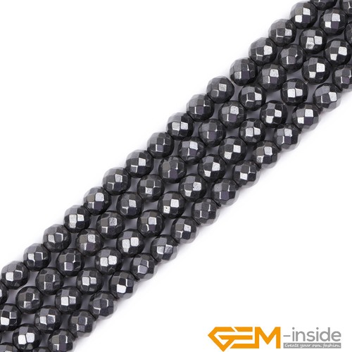 Natural Faceted Black Hematite Gemstones Magnetic Beads For Jewelry Making 15" - Picture 4 of 45
