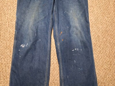 Vintage 90s Roebucks Dark Blue Denim Carpenter Overalls Paint