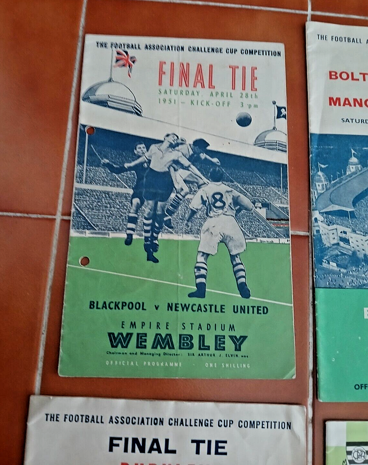 fa cup final programmes 1951,1958,1962 and Best last game for