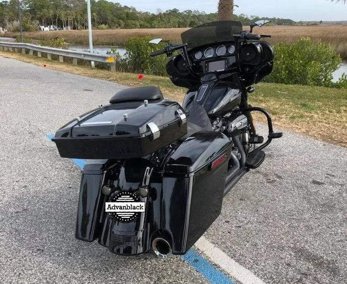 2-1 Single Cutout Vivid Black Stretched Rear Fender Extension For Harley 2009+ - Image 3 of 4