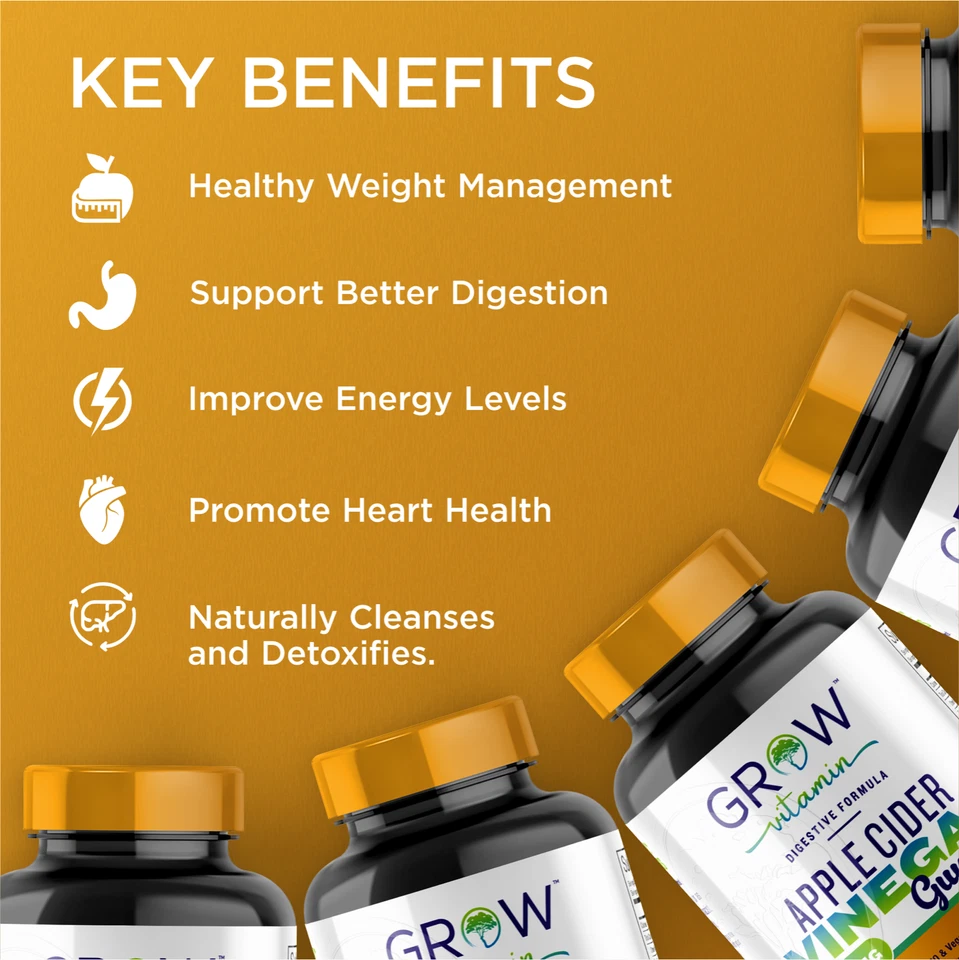 Gomas de vinagre de maçã 1000MG ACV feitas com perda de peso mãe 60 gomas - Imagem 3 de 4