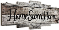 Rustic Wood Home Sweet Home Wall Sign Farmhouse Plaque Wall Hanging Gray Decor