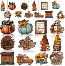 36 Pcs Fall Tree Decorations Thanksgiving Gnomes Ornaments for Tree Wooden Hangi