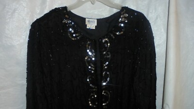 GUNIT  FASHIONS NEW YORK, BLACK,/SEQUIN EVENING JACKET. SZ LG  DISPLAY MODEL