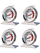 4 Pack Refrigerator Thermometer Classic Analog Large Dial with Red Indicator