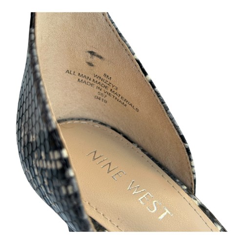 Nine West Izzy Ankle Strap Snake Print Open Toe Heels Women's Size 8, Gray NEW - Picture 9 of 9