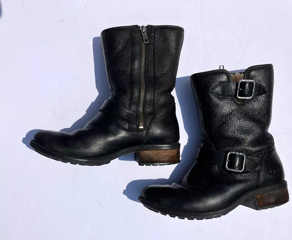 Ugg chaney top black leather