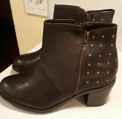 Brand New Avenue Laria Studded Back Cognac Bootie sz 8W Orig $68 