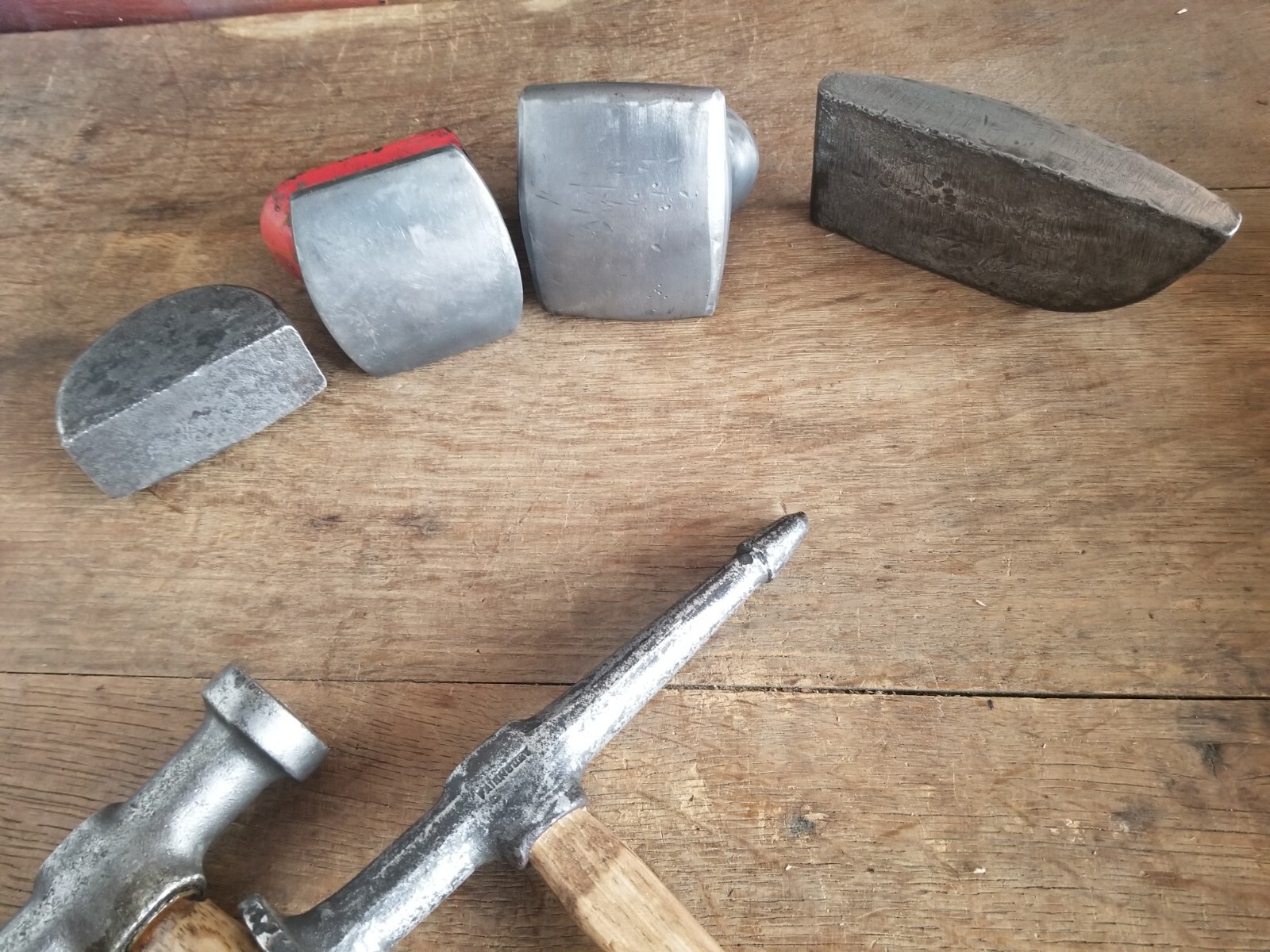 Auto Body Sheet Metal Working Tool 6pc LOT 2 Hammers & 4 Hand Dollies