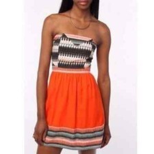Silence + Noise Aztec Print Strapless Mini Dress Women's Small