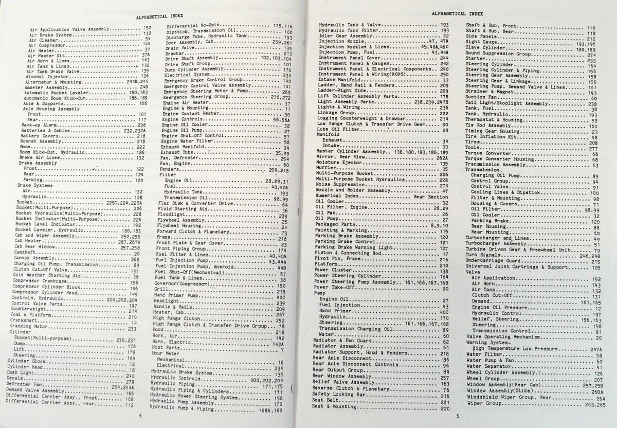 Fiat Allis Chalmers 545-B 545B Wheel Loader Parts Manual Catalog