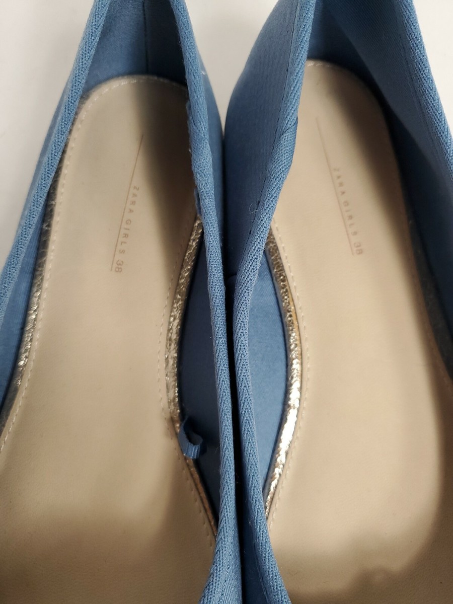 水色 ストラップ付きバレエシューズ　Zara 38 水色 ストラップ付きバレエシューズ Zara 38 - メルカリ