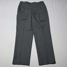 Chaps Ralph Lauren 35x32 Gray Old Money Pleated Cuffed 100% Wool Mens Dress Pant
