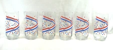 Libbey Patriotic Glass Tumblers Red, White & Blue Stars & Stripes Set of 6 T1020