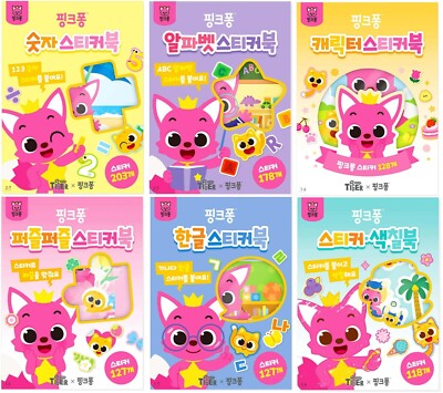 Pinkfong Baby Shark Mini Sticker Play Book Number Alphabet Hangul Puzzle Color