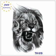 Lion Wolf Moon leopard Tiger Fox Flower Animal Body Arm Tattoo TTL