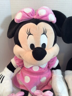 Disney Store Mickey And Minnie Mouse Plush With Disney Store Stamp