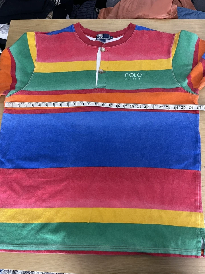 Camisa Polo Ralph Lauren Sport XL Henley De Colección Neón Años 90 RRL RLX CP93 Snow Beach 2XL Foto 4 de 4