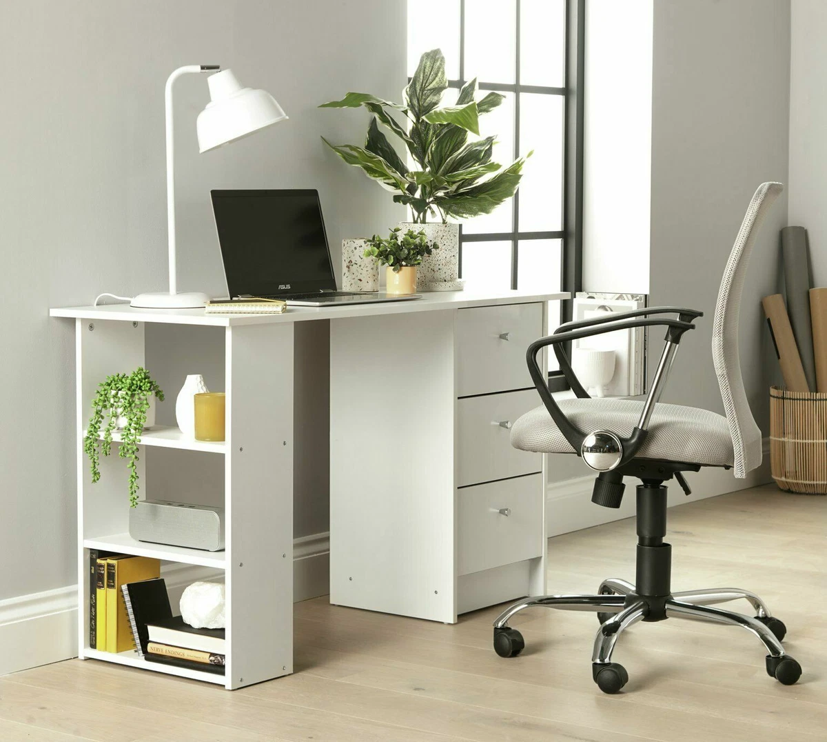 Malibu 3 Drawer Office Desk White