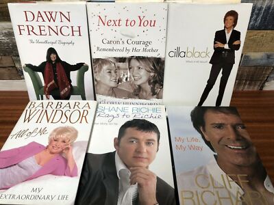 Bundle Of 6 Autobiographies Dawn French, Cilla, Babs, Cliff, Shane Richie