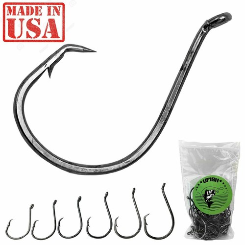 UFISH Circle Size Steel Octopus Offset Fishing Hooks Freshwater Bulk Saltwater - Picture 3 of 9