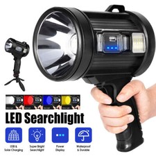 Handheld LED Searchlight USB Solar Spotlight 200000 Lm Boating Camping+ Bracket