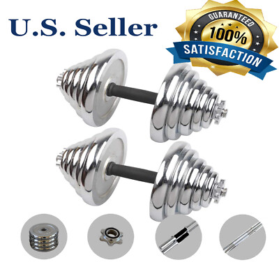 (110/66/44LB) Adjustable Weight Cast Iron Dumbbell Barbell Kit Home Workout Tool