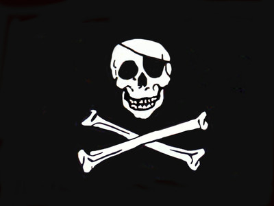 TOTENKOPF UND GEKREUZTE KNOCHEN FLAGGE 8 x 5 FUSS SCHWARZ & WEISS PIRAT JOLLY ROGER KINDER PARTY