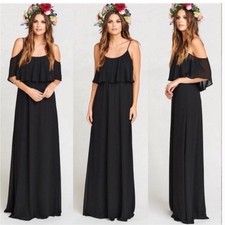 Show Me Your MuMu Maxi Wedding Formal Dress Gown Black Size XXS NEW