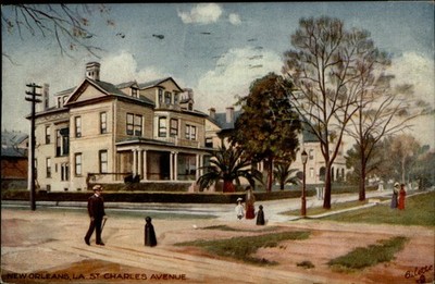 New Orleans LA St Charles Ave residences SCARCE Tuck Oilette 1908 to Holly CO PC