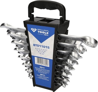 BT011015 Combination Spanner Set, 15pc Powered by KS TOOLS Chrome Vanadium Steel