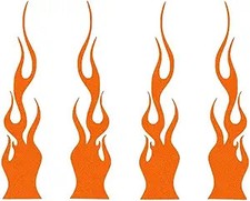 4PCS Flame Reflective Decals, Waterproof Sports Style Stickers f Color: Orange