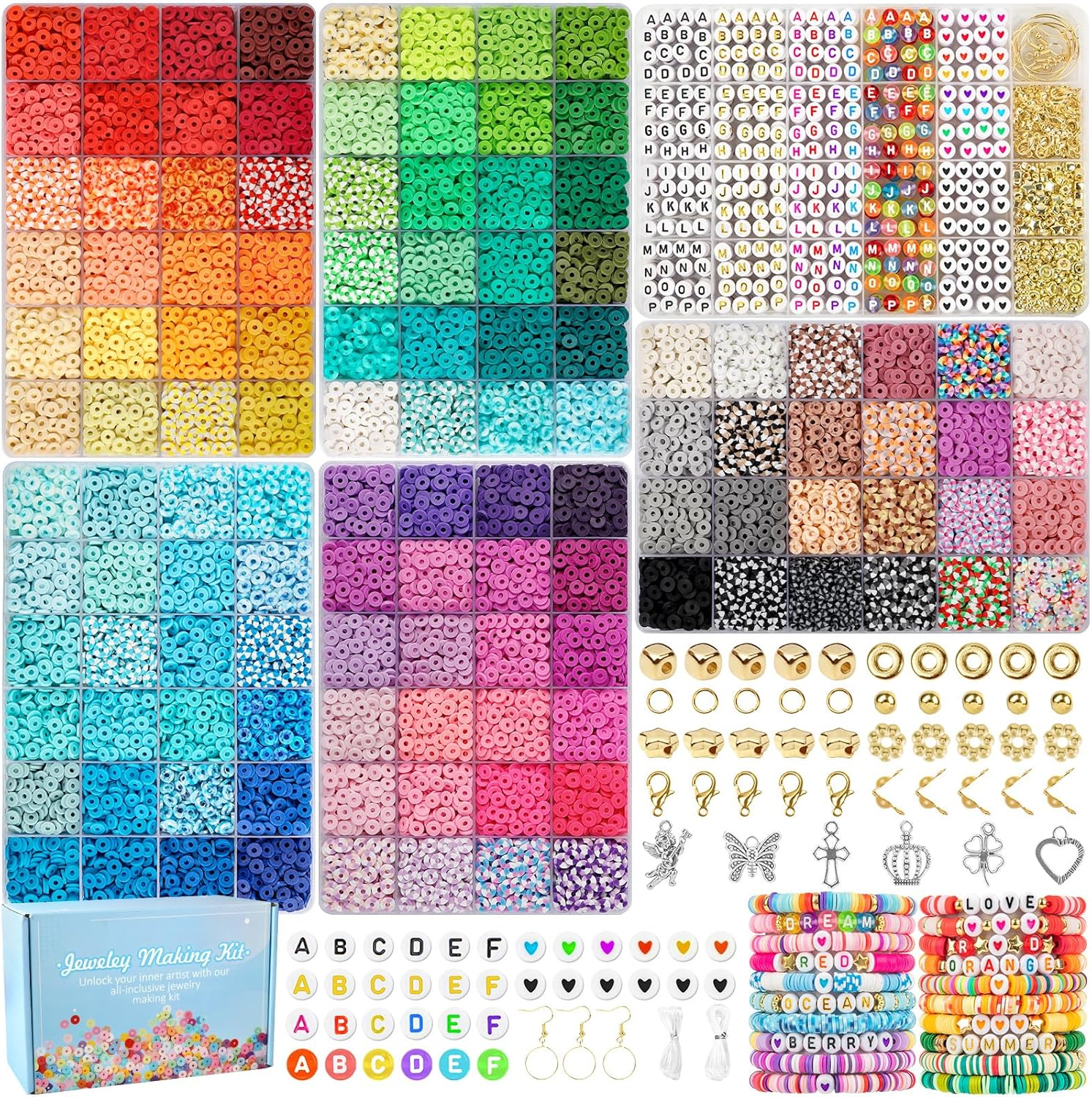 21100 Pcs 120 Colors Clay Beads Kit for DIY Bracelets and Friendship Jewelry Making