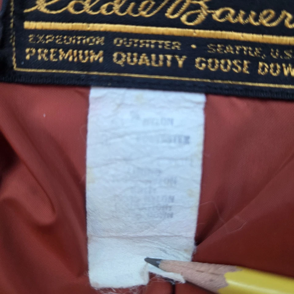 Abrigo acolchado vintage Eddie Bauer para mujer plumón de ganso naranja óxido con cinturón Foto 4 de 4
