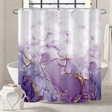 Purple Shower Curtain Abstract Marble Curtain for Bathroom Waterproof Fabric