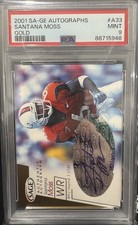 2001 Sage Autographs Santana Moss Gold #A33 PSA 9 153/200 Miami Hurricanes