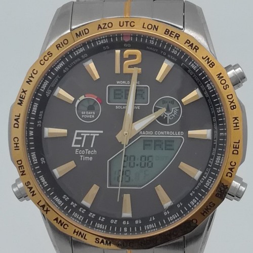 ETT Herrenuhr,Funkuhr,Solaruhr,Chronograph,Datumsanzeige,Leuchtzeiger,Uhr läuft - Foto 2 di 8