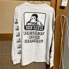 Ben Davis White Cotton Long Sleeve T-Shirt Logo M Japan