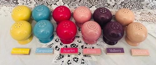 Fiesta Round Ball Salt and Pepper Shakers SOLD AS SETS PICK YOUR COLOR
