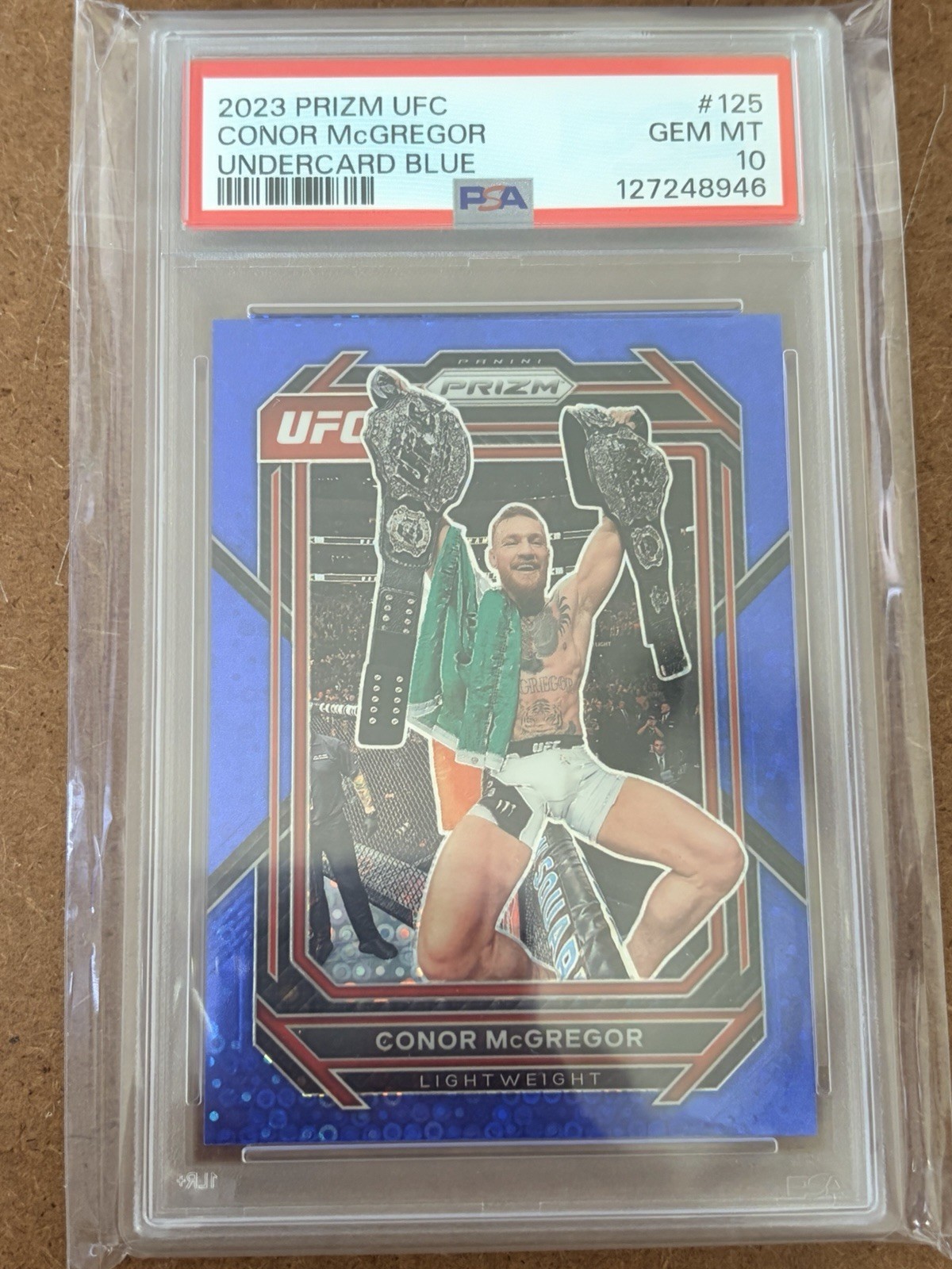 2023 Panini Prizm UFC Conor McGregor #125 Undercard Blue Prizm /25 PSA 10 view 1