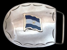 NB24111 NOS VINTAGE 1980s  NICARAGUA FLAG  HORSESHOE SHAPED BUCKLE