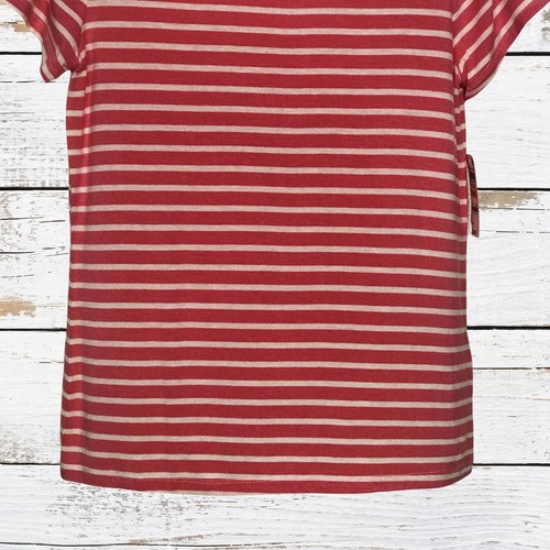 Maison Jules Short Sleeve Striped Tie Neck T Shirt Pink White Small $40 - 第 3/8 張圖片