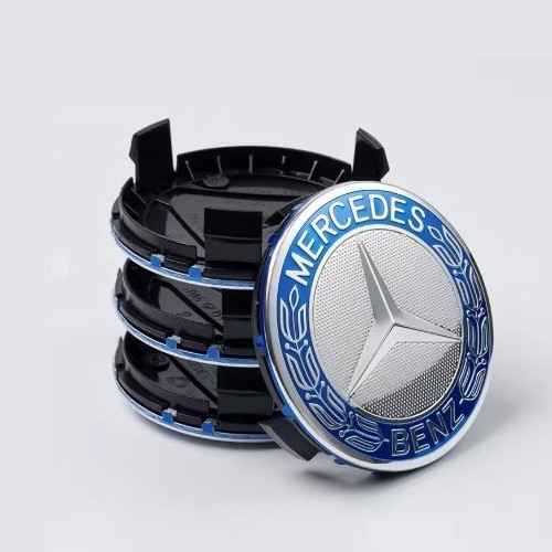 Caches moyeux Mercedes 75mm bleus d'origine OEM A1714000025